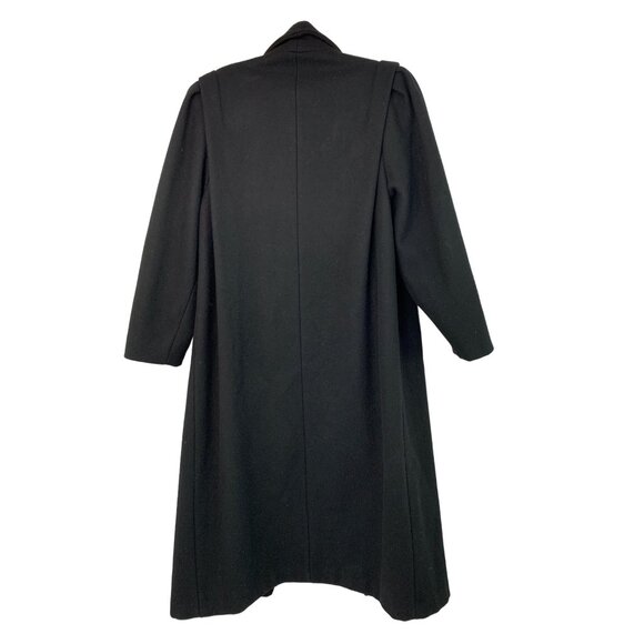 Michelle Francois Black Wool Long Trench Coat Size Large - Picture 10 of 15